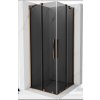 MEXEN/S - Velar Duo sprchovací kút, posuvné dvere 100 x 100, grafit, ružové zlato 871-100-100-42-60