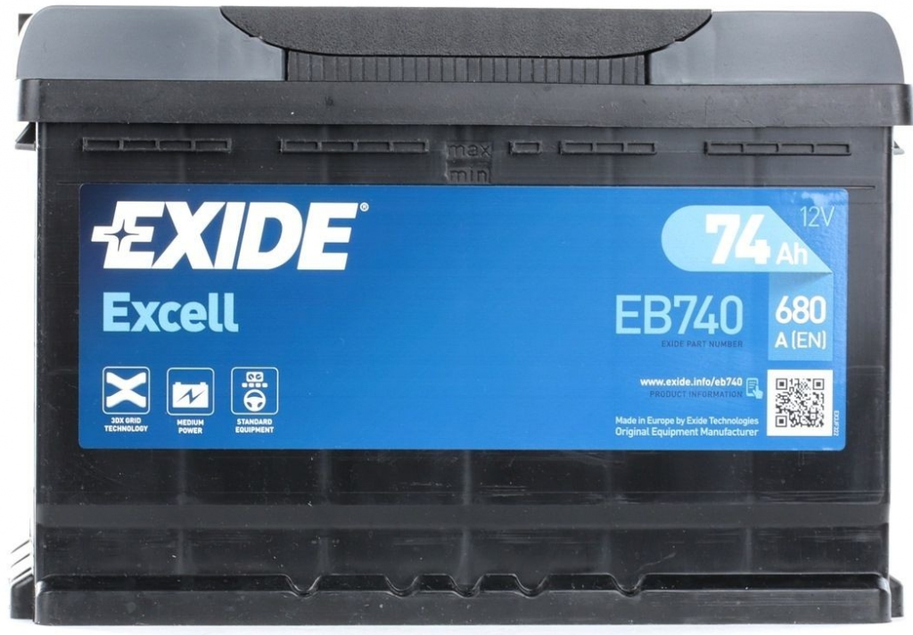 Exide Excell 12V 74Ah 680A EB740