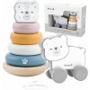 Viga Toys VIGA PolarB Súprava s ľadovým medveďom Drevená pyramída + ľadový medveď na ťahanie