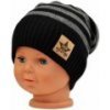 BABY NELLYS Jesenná/zimní prúžkovaná čiapka - čierno/sivá