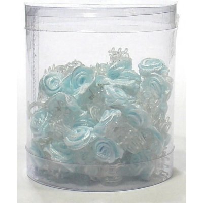 Vlasové doplnky škripce s ružičkou 50ks - modré