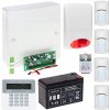 Alarmový systém: riadiaca jednotka, klávesnica, siréna, 4x pohybový senzor, batéria