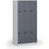 Šatníková skrinka S1 s úložnými boxmi, 6 boxov, 1850 x 900 x 500 mm, kódový zámok, tmavosivé dvere