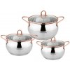 HAUS ROLAND sada nerezového nádobí 6 dílná, lesklá s měděnými úchyty