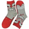 Bavlnené sivo-červené ponožky Funny-Bird 36-41