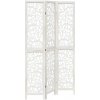 Paraván do izby, 3-dielny, biely, masívne drevo paulownia
