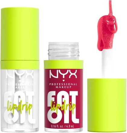 NYX Professional Makeup Fat Oil Lip Drip sada olej na pery 4,8 ml Odtieň 01 My Main + olej na pery 4,8 ml Odtieň 05 Newsfeed