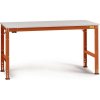 Manuflex LU4153.2001 ESD pracovný stôl UNIVERSAL Štandardný základný stôl s gumovou doskou, ŠxHxV = 2500 x 1000 x 760-870 mm červenooranžová (RAL 2001); LU4153.2001