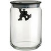 Alessi Dóza na potraviny GIANNI 900 ml, čierne viečko, sklo