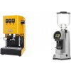 Gaggia New Classic E24 BC, yellow + Eureka Helios 65, grey