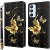 Peňaženkové 3D puzdro PAINTED na Samsung Galaxy A54 5G – Zlatý motýľ