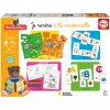 Náučné hry pre najmenších 4v1 Petit Ours Brun Educa puzzle domino vyfarbovanie obrázkov a prvé písmenká