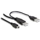 Delock USB napájecí Y kabel, 2x A na mini USB B, 1m