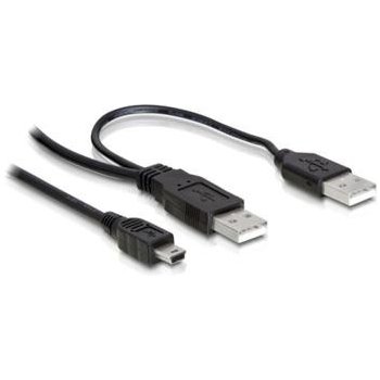 Delock USB napájecí Y kabel, 2x A na mini USB B, 1m