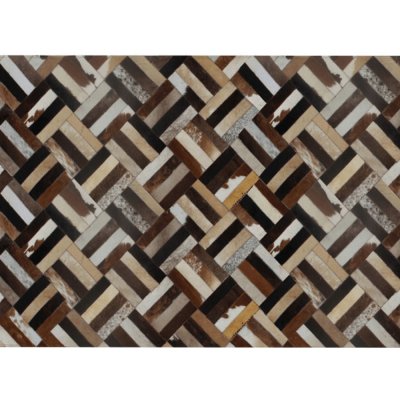 Kondela Luxusný kožený koberec, hnedá/čierna/béžová, patchwork, 70x140 , KOŽA TYP 2 0000188800