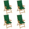 Skladacia záhradná stolička 4 ks s poduškami Dekorhome Tmavo zelená