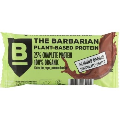 The Barbarian Proteinová Tyčinka Organic Chocolate Coated Almond & Baobab, 68 g Proteín Bar