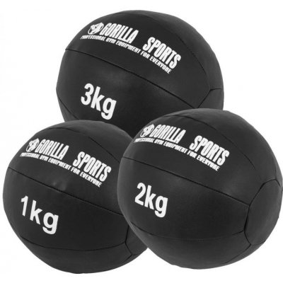 Gorilla Sports Sada kožených medicinbalov 6 kg
