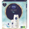 Nivea Feel Soft Soft svieži hydratačný krém na telo, tvár a ruky 100 ml + antiperspirant Original Care roll-on 50 ml + sprchový gél Creme Soft 250 ml, kozmetická sada pre ženy