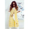 Fashionweek Dámska dlhá pletená vesta s kapucňou LIVIA Farba: Žltý, Veľkosť: Universal