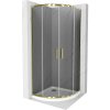 Mexen Rio sprchový kút polokruhový 90 x 90 cm, grafit, zlatý + sprchový panely Flat, biely - 863-090-090-50-40-4110G