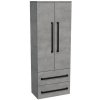 Kúpeľňová skrinka vysoká s čiernou úchytkou SAT Cube Way 60x163x33 cm betón mat CUBE3CV60BE