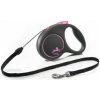 Vodítko FLEXI Black Design S lanko 5m/12kg ružová