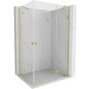 MEXEN/S - Mist H Duo sprchovací kút dvere krídlové 75 x 80, transparent, zlato kartáčovaná 8A5-075L-080P-55-00