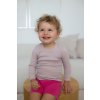 Detské tričko s dlhým rukávom z merino vlny, bavlny a hodvábu ružový melír Cosilana Veľkosť: 128