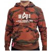Alpha Industries Basic Hoody Camo pánska mikina Burned Camo Farba: zelený a hnedý maskáč, Veľkosť: L