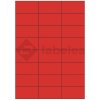 Labelea Samolepiace etikety 70x37 mm farebné papierové, na hárku A4, pre laserovú a atramentovú tlač, Farba etikiet Červená, Počet hárkov v balení 100 EPY070037PR024S