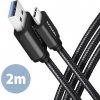 AXAGON opletený kábel USB-C 3A 2m čierny BUCM3-AM20AB - Dátový a nabíjací kábel USB 3.2