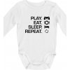 Play Eat Sleep Repeat game - Body dojčenské s dlhým rukávom - Dlhý r. do 3 mes ( Biela )
