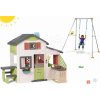 Set domček Priateľov a hojdačka Portique Friends House Life Smoby s kovovou konštrukciou a kuchynka so zvončekom rozšíriteľný