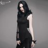 tričko gotický and punk DEVIL FASHION In Flux Gothic Top With Mesh Panel And Lace Čierna