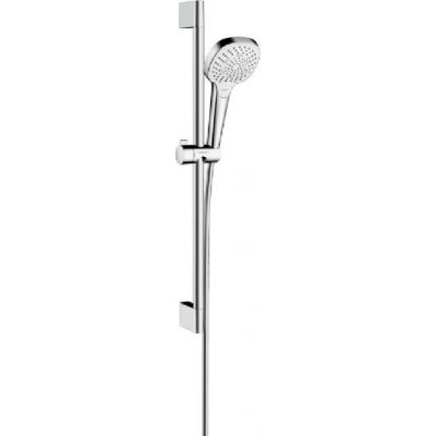 Hansgrohe Croma Select E - Set sprchovej hlavice, 3 prúdy, tyče a hadice, EcoSmart 9l/min, biela/chróm 26581400