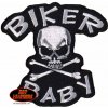Motorkářská nášivka Biker Baby Lebka se zkříženými hnáty 7,5x7,5cm