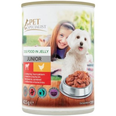 Tesco Pet Specialist Junior kúsky s teľacinou a kuracinou v želé 415 g