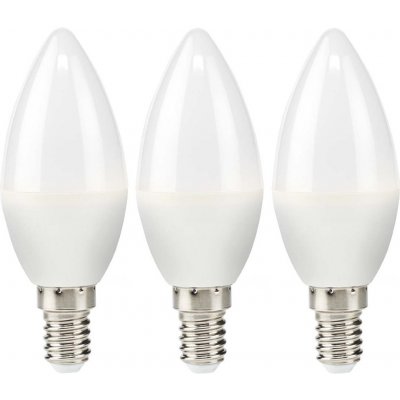 NEDIS LED žárovka E14/ svíčka/ 4,9 W/ 220 V/ 470 lm/ 2700 K/ teplá bílá/ matná/ 3 kusy LBE14C352P3