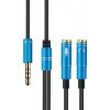 AppleKing redukcia / audio prepájací kábel na slúchadlá a mikrofón jack 3,5 mm na 2× jack 3,5 mm - modrý - možnosť vrátiť tovar ZADARMO do 30tich dní