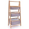 VEYRA Skladací bambusový regál 44,5×33×97,5 cm – 3 úložné koše z melange textílie