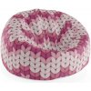 Sablio Sedací vak Cocoon Tříbarevné růžové pletení - 75 x 45 x 35 cm