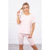 Mondo Italia Dámska súprava top s krátkymi legínami MI9099 tmavá pudrovo ružová Univerzálna Pudrová ružová
