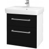 Dreja Umývadlová skrinka Q MAX SZZ2 60 - N01 Biela lesk / Úchytka T03 / M17 Čierna mat