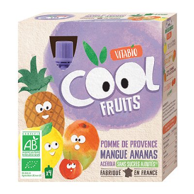Vitabio ovocné BIO kapsičky Cool Fruits jablko, mango, ananas a acerola 4 x 90 g