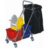 Upratovací vozík chrom. konštrukcia CLAROL PLUS III. 2x17l vedrá, žmýkací lis, držiak na vrece 1ks