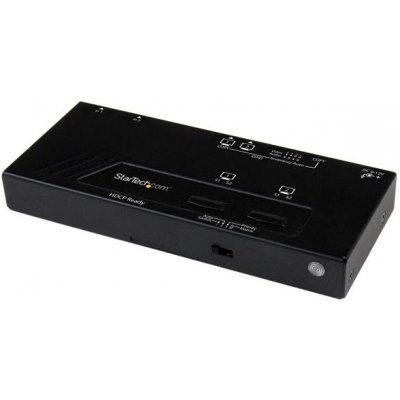 StarTech.com 2x2 portový HMDI prepínač/rozdeľovač - automatický prepínač s diaľkovým ovládaním - 1080p - 2 vstupy 2 výstupy HDMI automatický prepínač/rozdeľovač - video/audio prepínač - stolný počítač