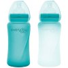 Everyday Baby sklenená fľaša s termo senzorom 240 ml, Turquoise