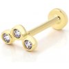 Lillian Vassago Elegantný zlatý piercing labreta so zirkónmi LLV92-GPI009LB