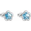 Evolution Group strieborné náušnice perlička s krištálmi Swarovski modrá kytička 31255.3